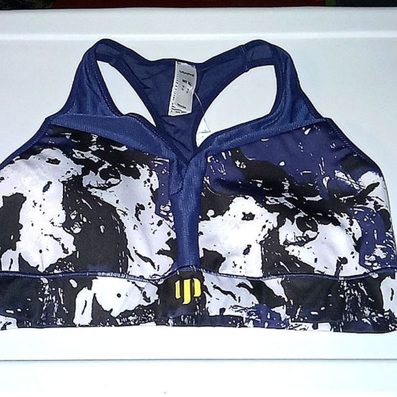 NEW USAPRO INDIGO MARBLE BLUE CROP TOP - Picture 1 of 5